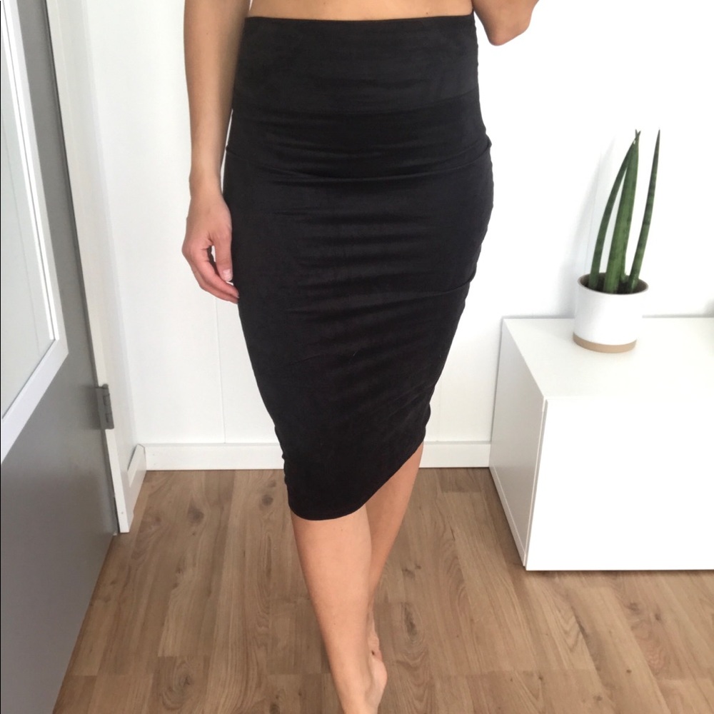 Faux Leather Black Pin Skirt (soft/flexible)